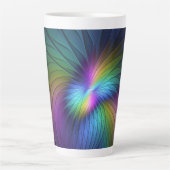 Tasse Latte Coloré Avec Bleu Moderne Art Fractal Abstrait (Devant)