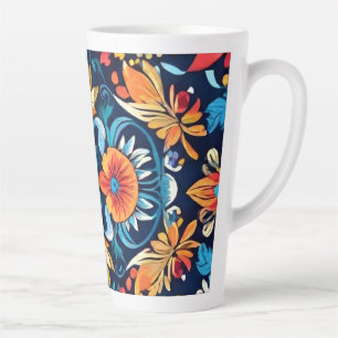 Tasse Latte Coloré Boho Élégance florale : Mandala vibrant