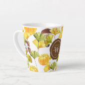 Tasse Latte Coloré Cosy Automne Aquarelle Motif Monogramme (Angle gauche)