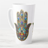 Tasse Latte Colorful Painted Gold Hamsa Sapphire Third Eye  (Angle gauche)