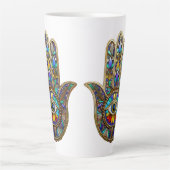 Tasse Latte Colorful Painted Gold Hamsa Sapphire Third Eye  (Devant)