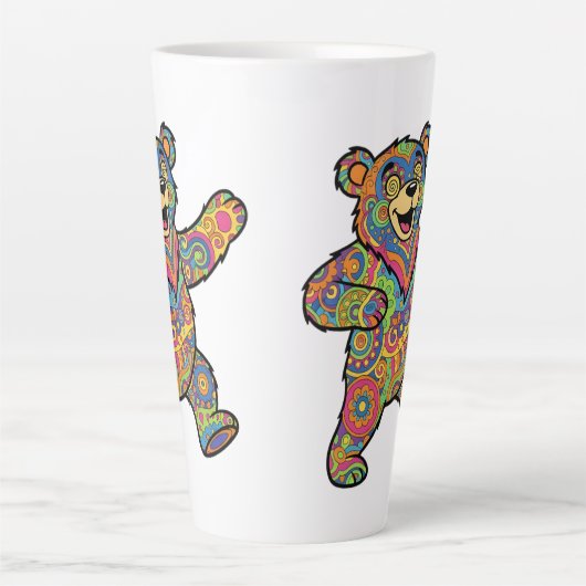 Tasse Latte Colorful Psychedelic Teddy Bear Art (Devant)