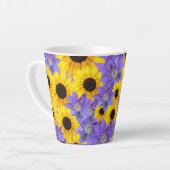 Tasse Latte Colorful Yellow Sunflower & Purple Floral Pattern (Angle gauche)