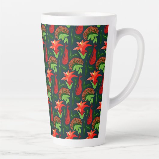 Tasse Latte Colourful Exotic Flowers Leaves Pattern-23187 (Droite)