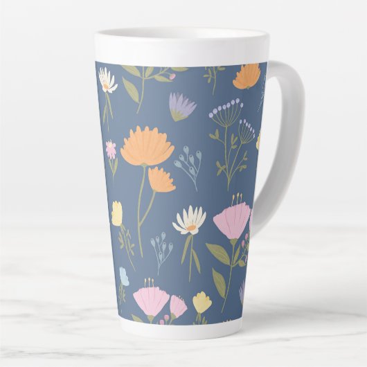Tasse Latte Colourful meadow on blue (Angle droit)