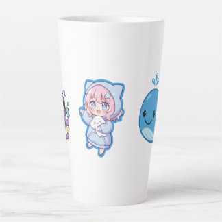 Tasse Latte Combo Kawaii Anime, Baleine Bleue Mignonne et Octo