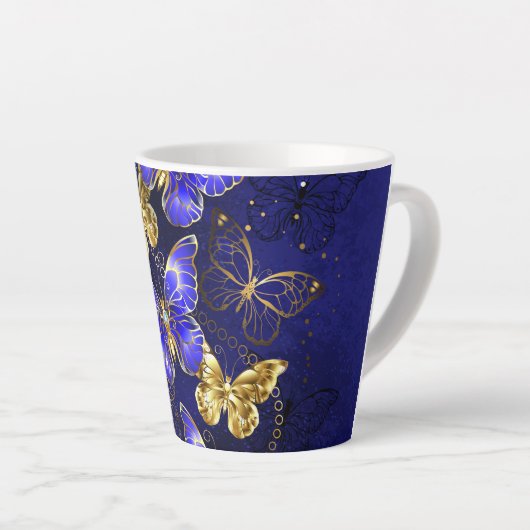 Tasse Latte Composition avec papillons Sapphire (Angle droit)