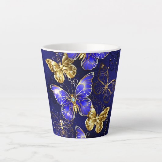 Tasse Latte Composition avec papillons Sapphire (Devant)