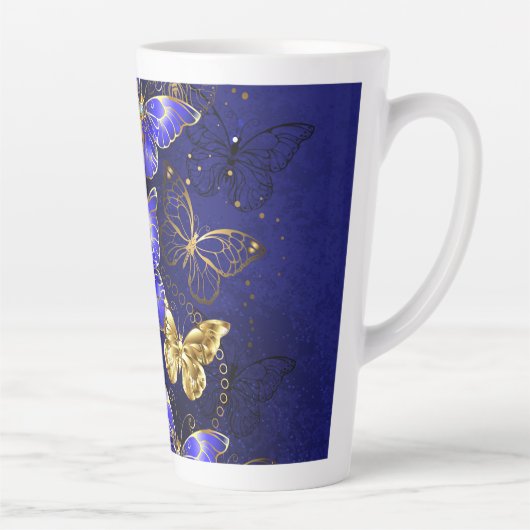 Tasse Latte Composition avec papillons Sapphire (Droite)