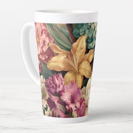 Tasse Latte Composition florale vintage vibrante (Angle gauche)