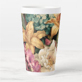 Tasse Latte Composition florale vintage vibrante (Devant)