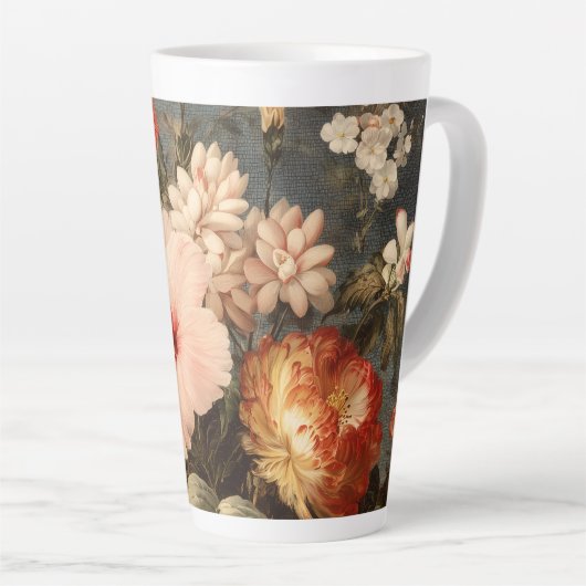 Tasse Latte Composition florale vintage vibrante (Angle droit)