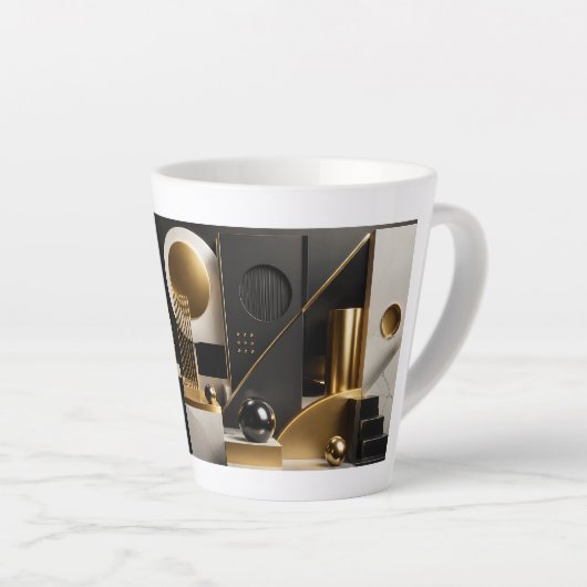 Tasse Latte Composition Moderne Luxueuse : Cadeau Or, Noir (Angle droit)