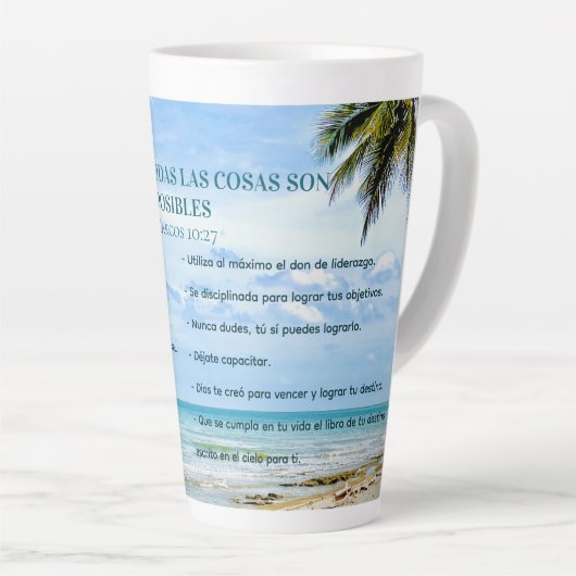 Tasse Latte Con Dios Todo Ciel Bleu Posible Conquista Metas (Angle droit)