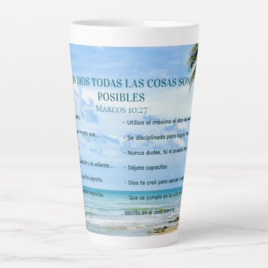 Tasse Latte Con Dios Todo Ciel Bleu Posible Conquista Metas (Devant)