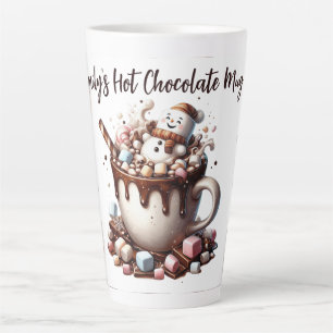 Tasse Latte Conception de cacao au bonhomme de neige mignon 