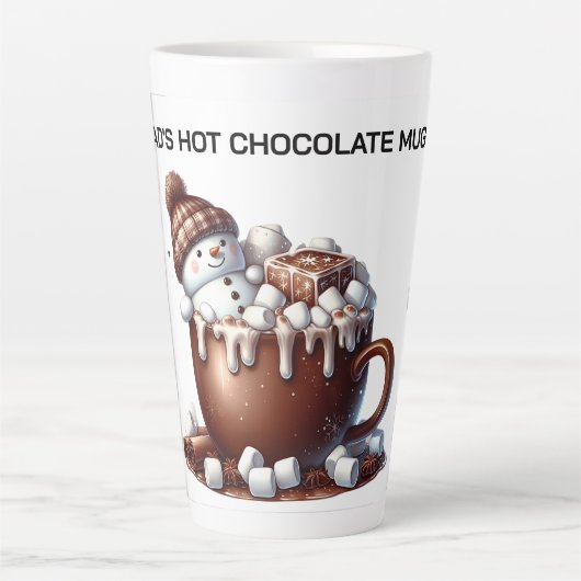 Tasse Latte Conception de cacao au bonhomme de neige mignon (Devant)