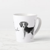 Tasse Latte Conception de chien Beagle en noir et blanc avec n (Angle droit)