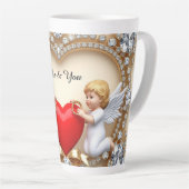 Tasse Latte Conception de cœur romantique (Angle droit)