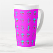 TASSE LATTE CONCEPTION DE CROIX BRILLANTES ET FLEURS (Angle droit)