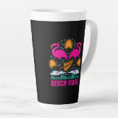 Tasse Latte Conception de flamants roses de vibes de plage (Angle droit)