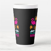 Tasse Latte Conception de flamants roses de vibes de plage (Devant)