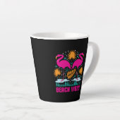 Tasse Latte Conception de flamants roses de vibes de plage (Angle droit)