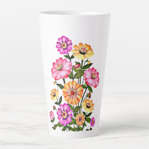 Tasse Latte Conception de fleurs à l'aquarelle-34063