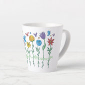 Tasse Latte Conception de fleurs en croissance (Angle droit)