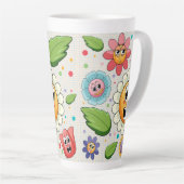 Tasse Latte Conception de fond transparente avec des fleurs co (Angle droit)