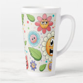 Tasse Latte Conception de fond transparente avec des fleurs co (Droite)