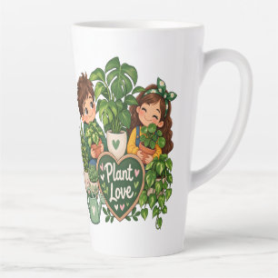 Tasse Latte Conception de jardinage d'amour de plante mignonne