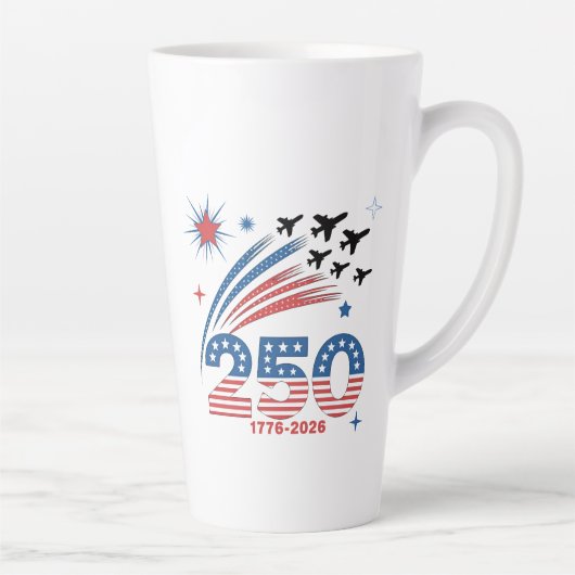 Tasse Latte Conception de la célébration de 250 ans de liberté (Droite)