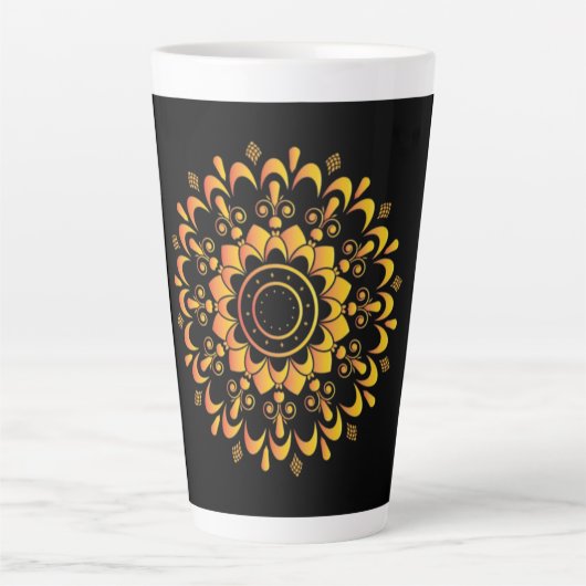 Tasse Latte Conception de mandala unique doré-95747 (Devant)