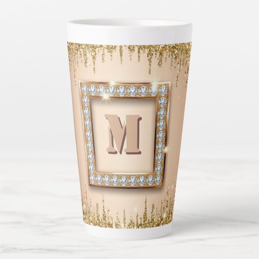 Tasse Latte Conception de monogramme personnalisé Nom ✨ (Devant)