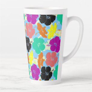 Tasse Latte Conception de motifs de fleurs colorés