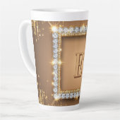 Tasse Latte ✨ Conception de nom personnalisé avec monogramme d (Angle gauche)