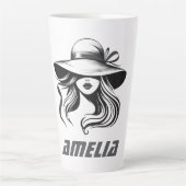 Tasse Latte Conception de silhouette de dame de mode de nom pe (Devant)