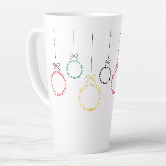 Tasse Latte Conception de texte d'ornements de Noël (Angle gauche)