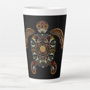 Tasse Latte Conception de tortue vintage colorée