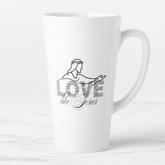 Tasse Latte Conception de typographie chrétienne Aimer comme J (Droite)