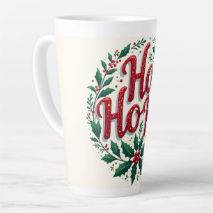 Tasse Latte Conception de typographie de couronne de Noël Ho H