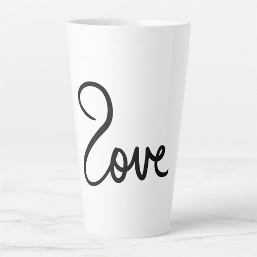 Tasse Latte Conception de typographie de mot "amour" minimalis (Devant)