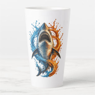 Tasse Latte Conception d'éclaboussure de requin féroce – Océan