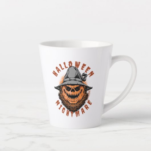 Tasse Latte Conception d'épouvantail de citrouille d'Halloween (Droite)