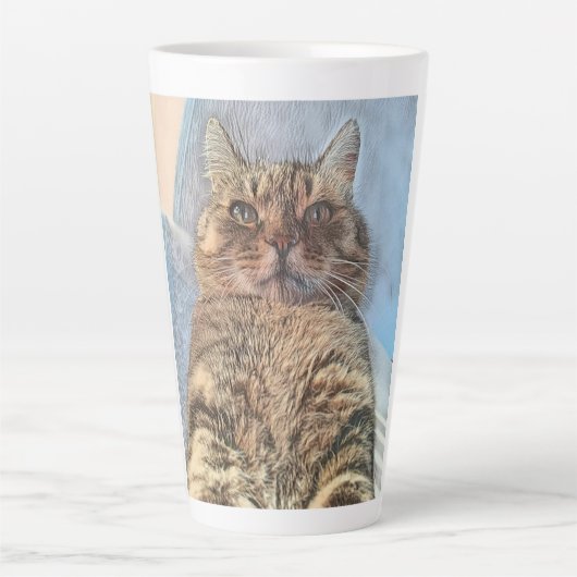 Tasse Latte Conception d'illustration de chat tigre (Devant)