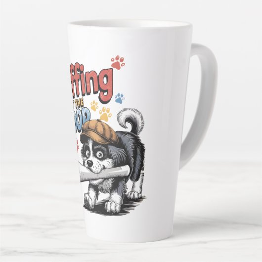 Tasse Latte Conception drôle de chien d'investigation (Angle droit)