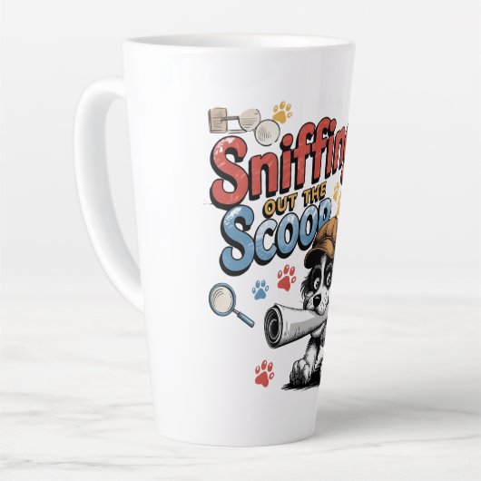 Tasse Latte Conception drôle de chien d'investigation (Angle gauche)