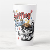 Tasse Latte Conception drôle de chien d'investigation (Devant)