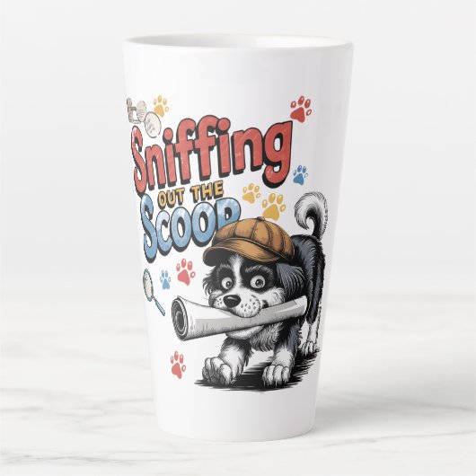 Tasse Latte Conception drôle de chien d'investigation (Devant)